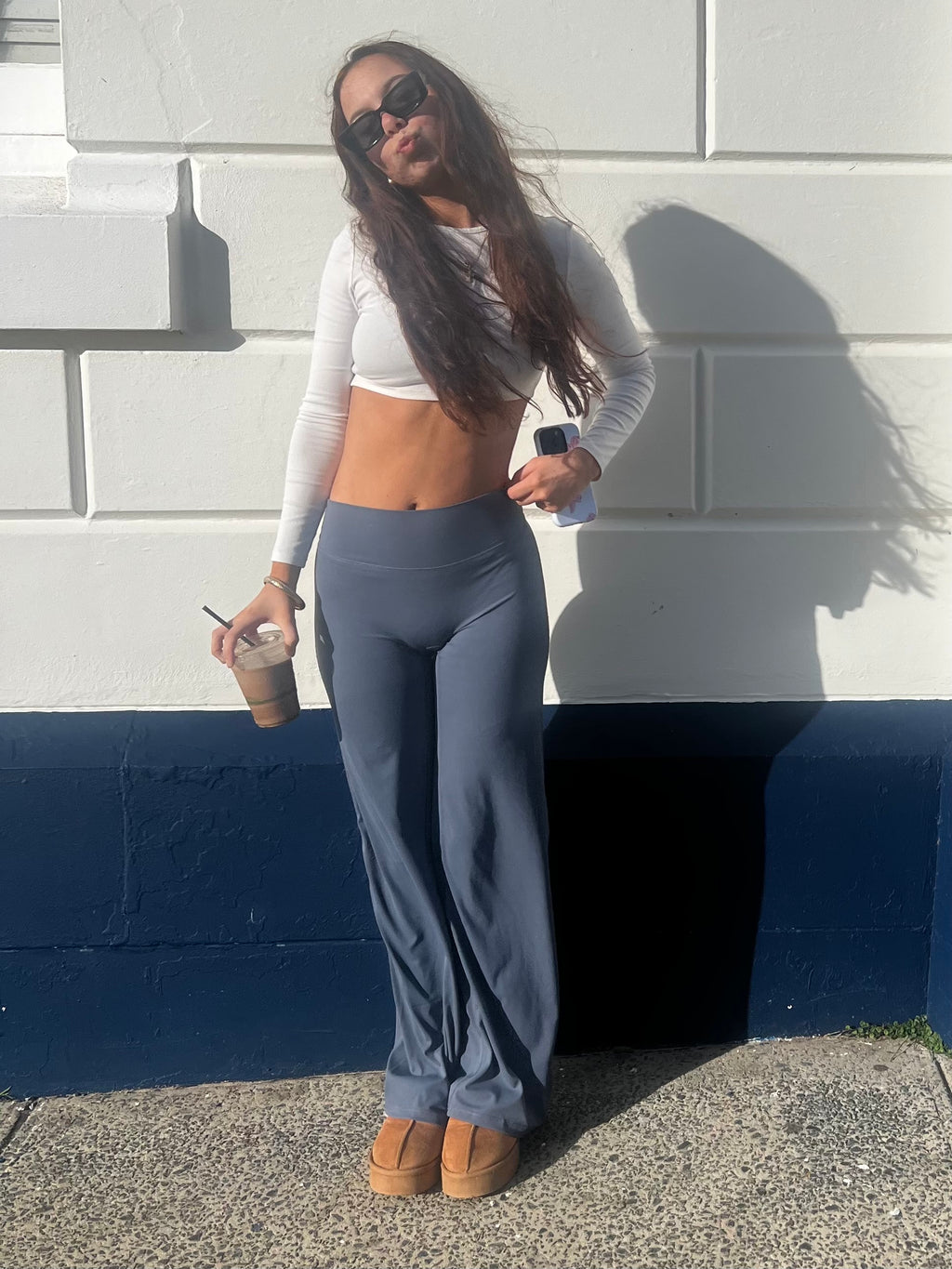24/7 Wide Leg Pants - Steel Blue