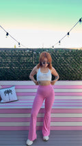 V Back Scrunch Flare Leggings - Cotton Candy