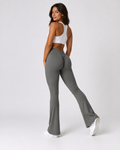 V Back Scrunch Flare Leggings - Charcoal