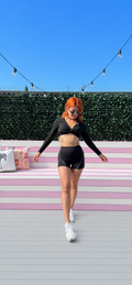 Twist V Long Sleeve Crop - Core Black